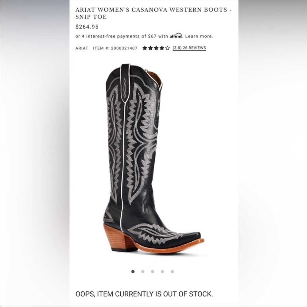 ISO!!! Ariat Casanova boot in black and white